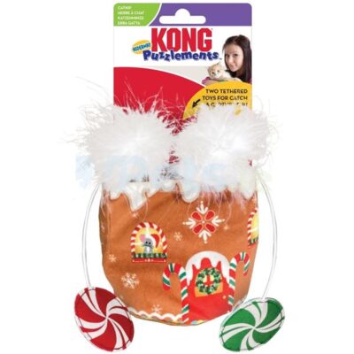 Kong Hideaway Gingerbread Treat Pouch Christmas Cat Toy