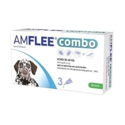 Amflee Combo Tick & Flea Spot On | 20-40kg Dog | x3 Pack